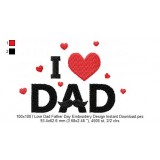 100x100 I Love Dad Father Day Embroidery Design Instant Download